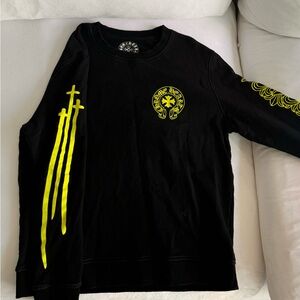 Chrome Hearts black and yellow crewneck sweatshirt.
